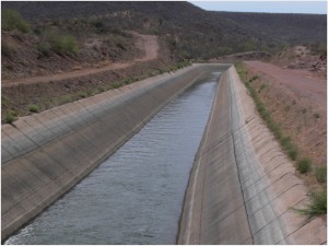 Irrigation canal transferring Yaqui River west of Yecora 