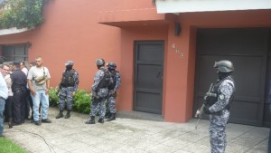 Outside Flores' house in an exclusive zone of the capital 
