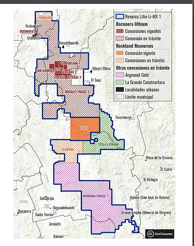Mapa elaborado por Rema y Mining Watch Canada