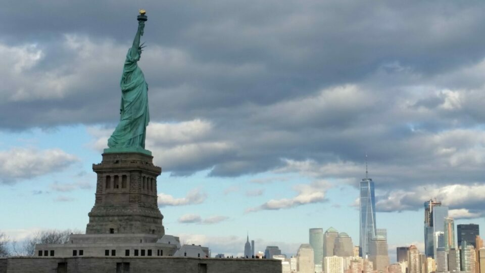 The Statue of Liberty and New York skyline